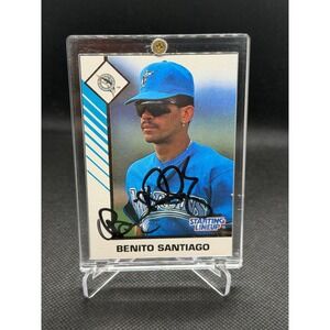 Benito Santiago Signed Florida Marlins Kenner Starting Lineup Baseball Card